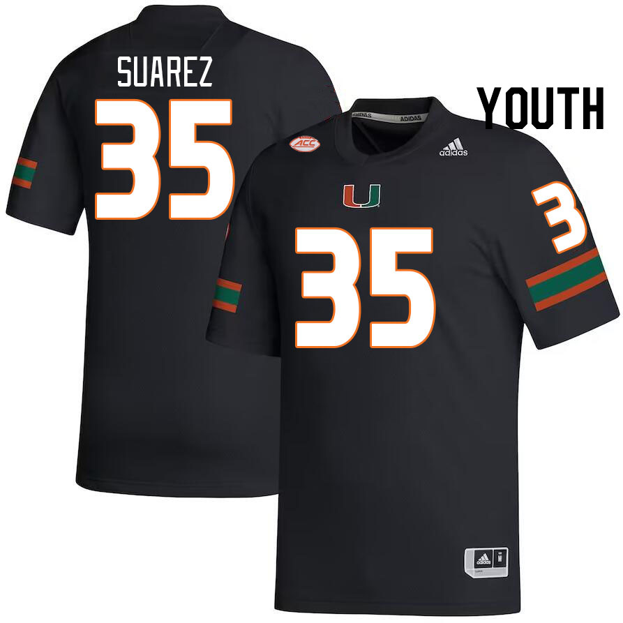 Youth #35 Michael Suarez Miami Hurricanes College Football Jerseys Stitched-Black